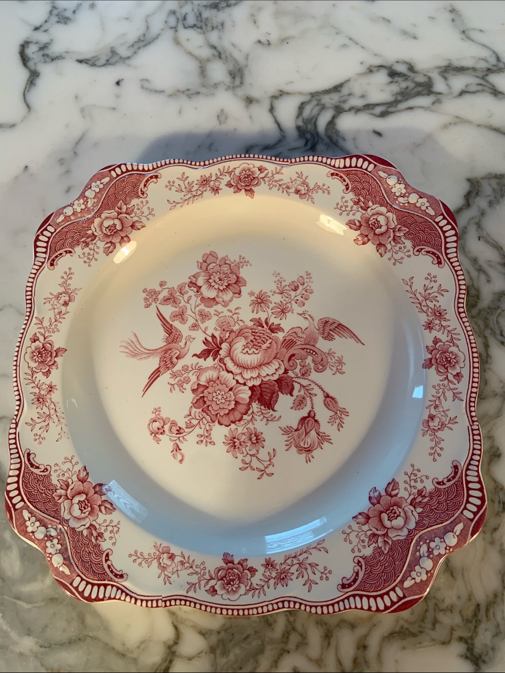 Vintage Bristol Old Hall England Pink Floral Transferware Dinner Plate 762055